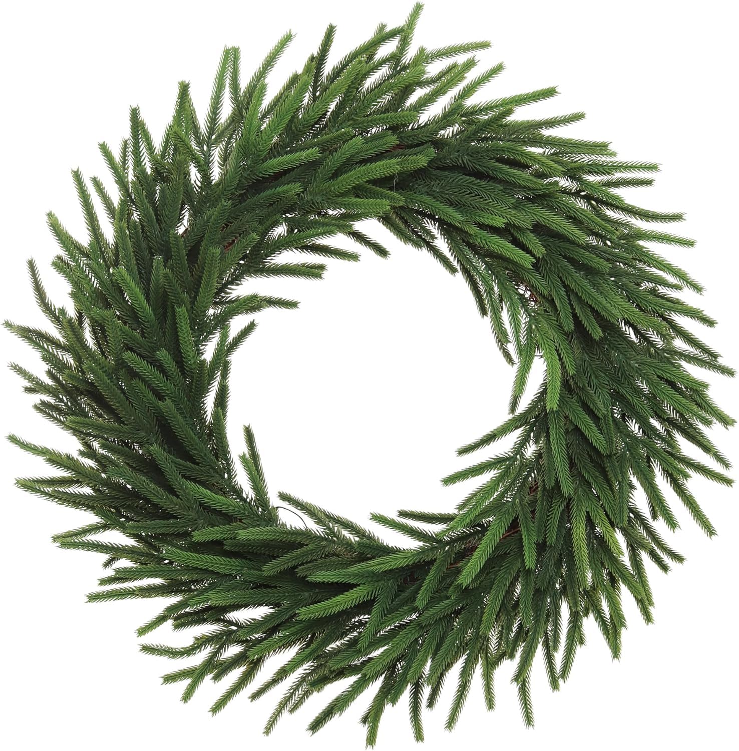 24" Real Touch Norfolk Wreath, Lifelike Greenery for Indoor/Outdoor Use, Christmas & Holiday Décor, Elegant Front Door Accent for Home & Office Decoration