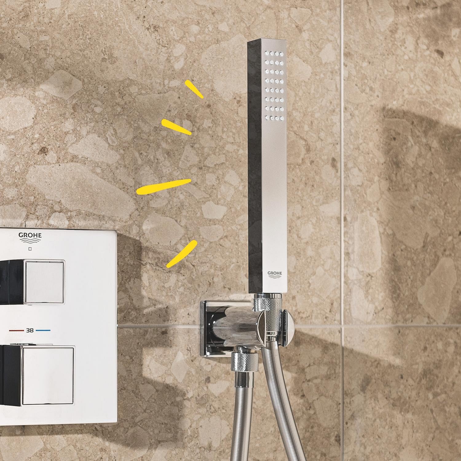 GROHE Vitalio Joy Cube Stick, Pommeau de Douche 1 jet (Pluie), Economie d'Eau, Chromé, 26392000 (Import Allemagne)