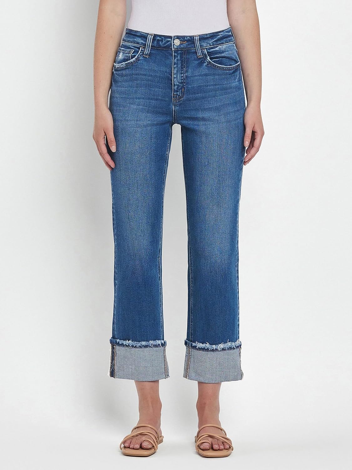 Vervet - High-Rise Cuffed Straight Jeans (27" Inseam) - T6600 - Includes Official Tag