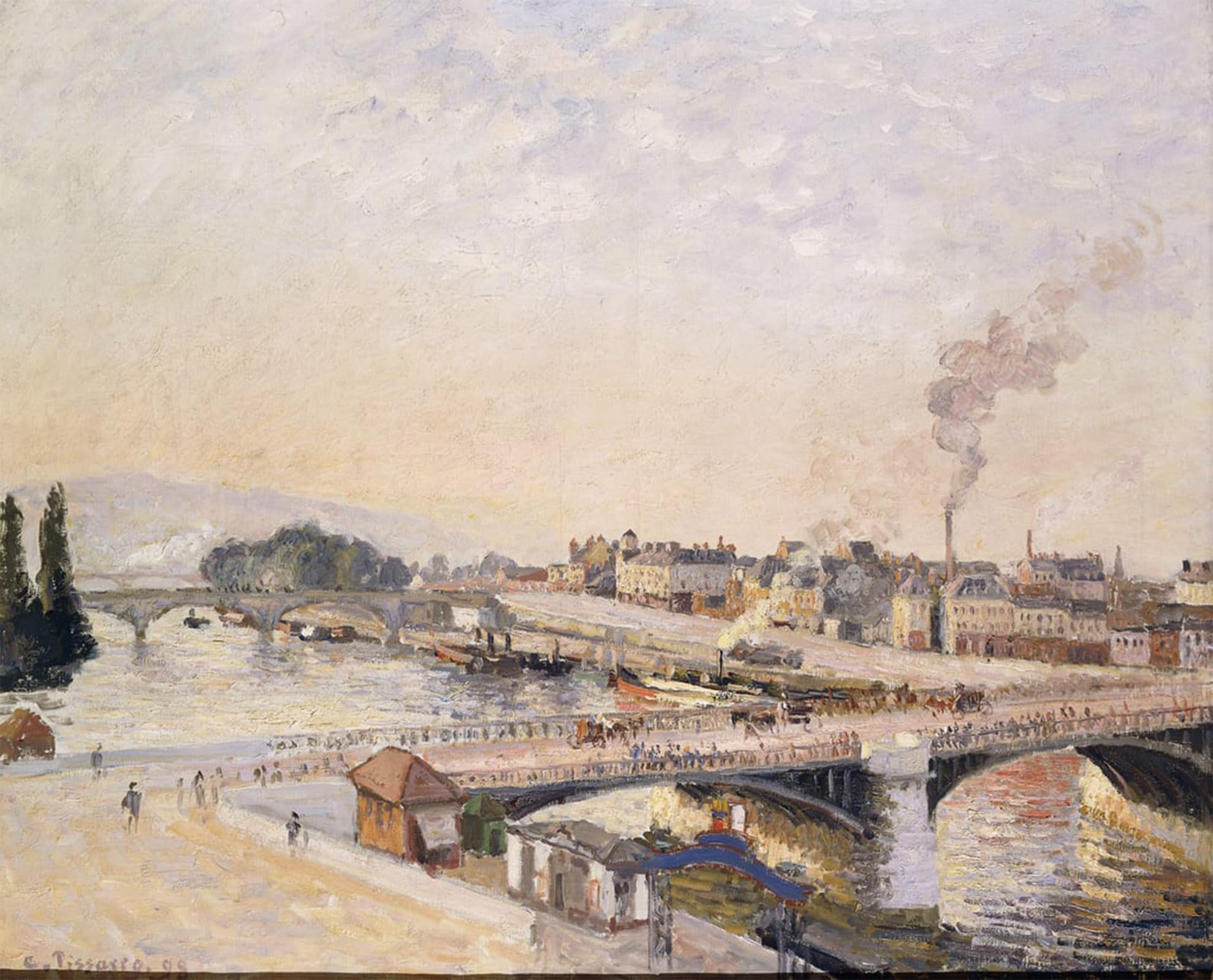 Artxlxxbn No Frame Famous Print Painting Colorful Art Print Sunrise Over Rouen By Camille Jacob Pissarro Canvas Art Decorations For Home Decor 60X90cm