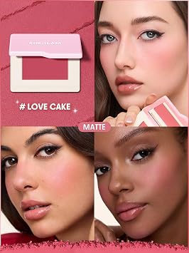 SHEGLAM Dream Touch Blush Blends Seamlessly Lightweight, Smooth, Blendable, Long-lasting Powder Blush-001 Love Cake