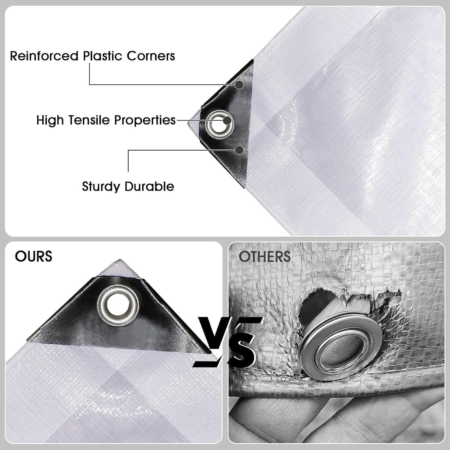 ele ELEOPTION 10x13 Tarp Waterproof Emergency Rain Snow Outdoor Cover Reinforced Edges Large tarp for Camping Patio Pool,Boat, Roof, UV Resistant Use White