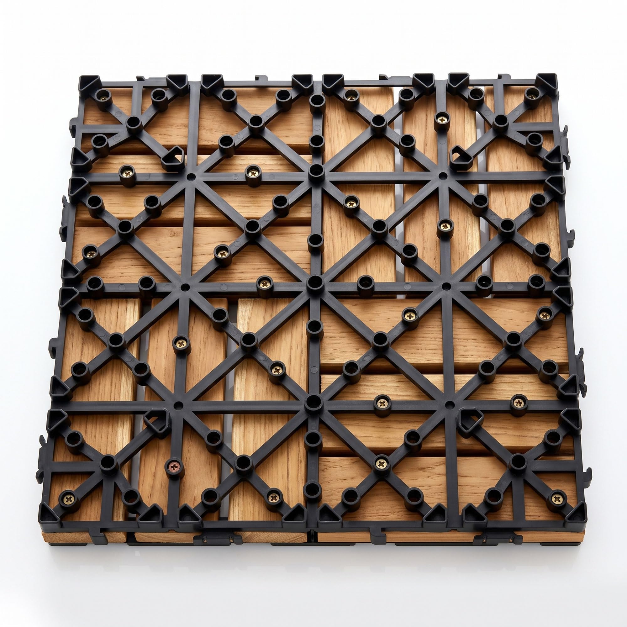 Frankystar Lyva – Suelo de exterior con clip, 30 x 30 cm, 10 azulejos para jardín, patio, terraza, suelo de madera de acacia