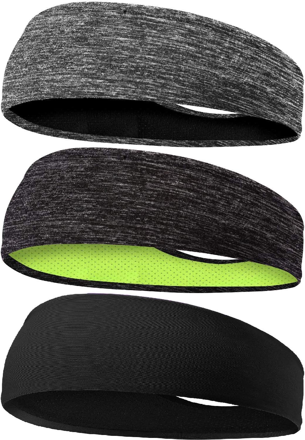 Braylin Men's Headbands, 3 Pack Sweat Headbands for Men, Sport Cooling