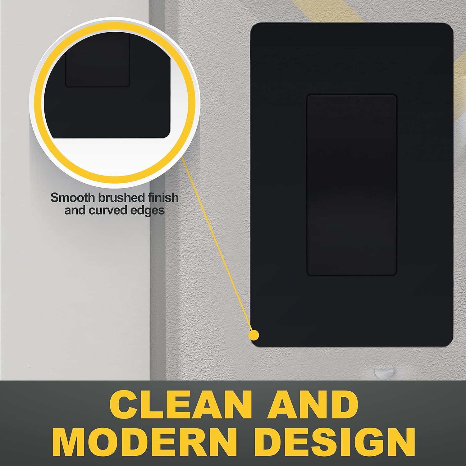 Faith 1-Gang Decorator Screwless Wall Plates Child Safe Outlet Covers, 4.68"H x 2.93" L, Fits GFCI, USB Receptacle, Dimmers, and Lighting Controls, ETL Listed, Black, 120-Pack