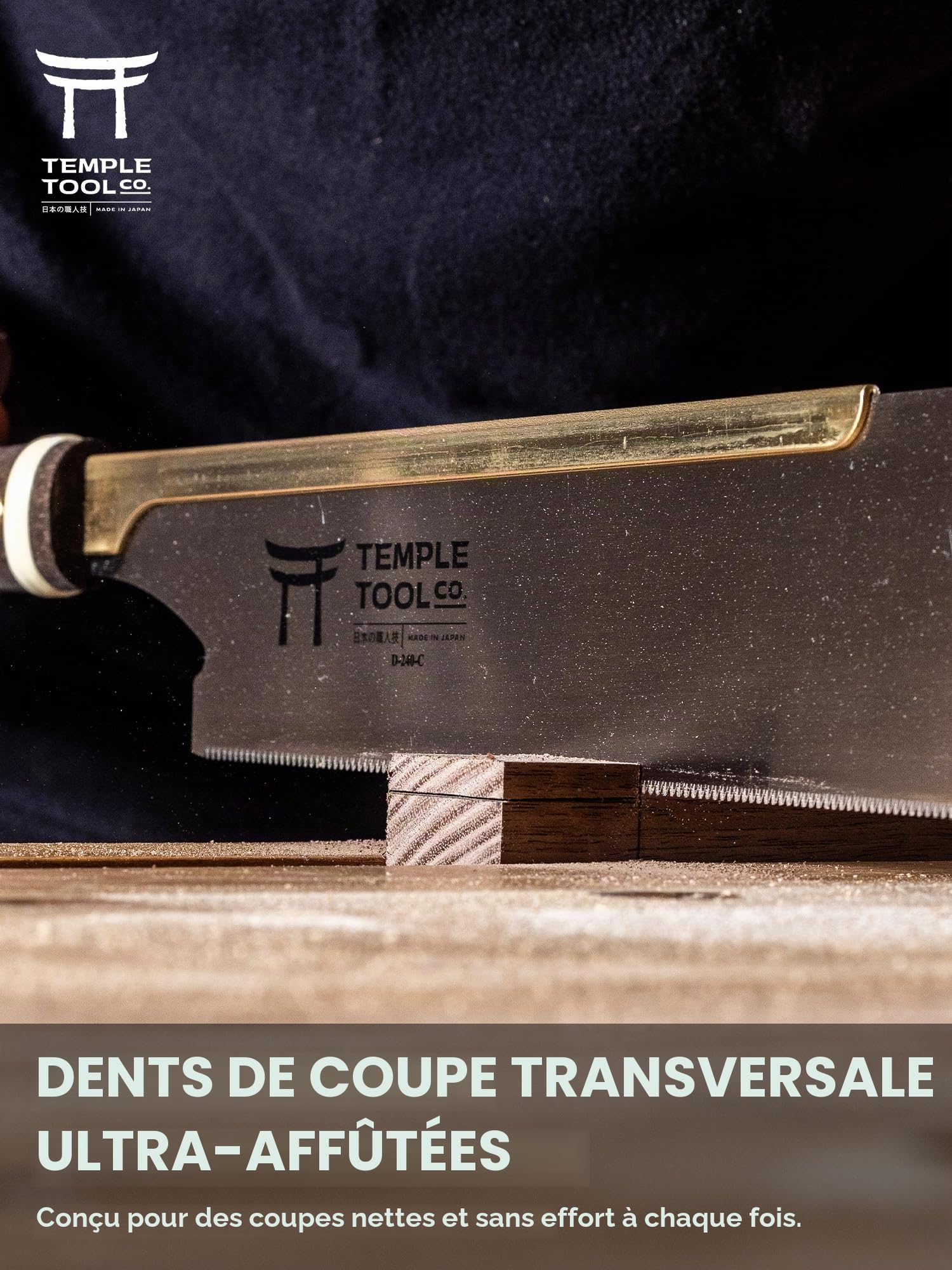 Scie à traction japonaise – Crosscut 9.5 – Scie à main pour menuiserie Crosscutts, Kumiko, épaules de tenon, scie à bois Dozuki – Temple Tool Co.