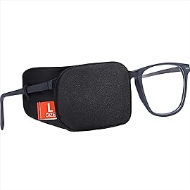 Astropic Large Silk Eye Patch for Adults Kids Big Glasses to Cover Either Eye (Large, Black)