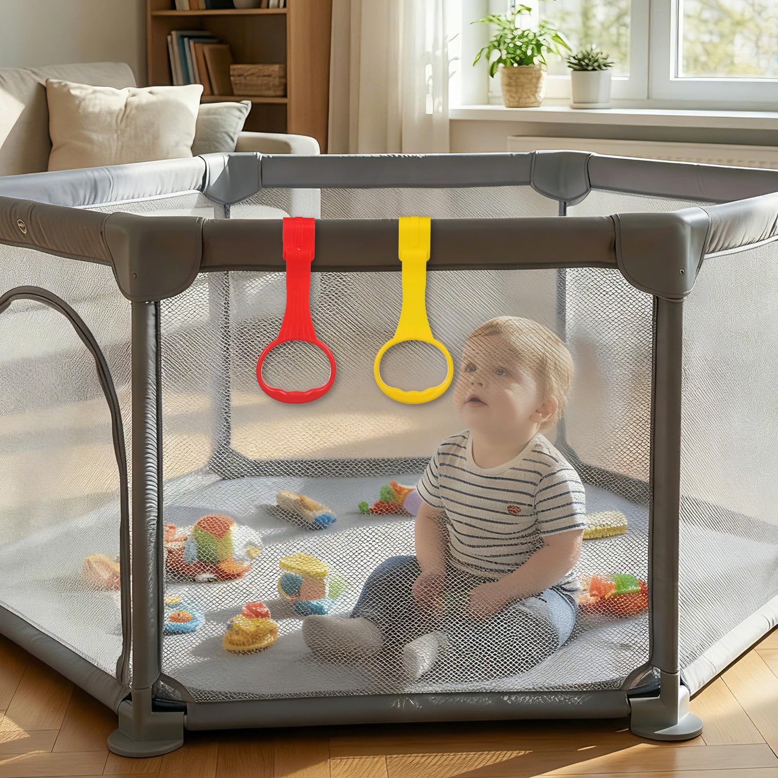 6 Pcs Infant Playpen Pull Rings 6pcs: Standing Assister for Toddlers - Active Gym Accessories Daycare (7. 86x3. 54 Inch) — view 6