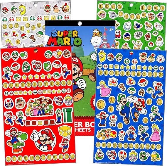 Super Mario Bros. Baseball Hat Set - Bundle of Mario and Luigi Baseball Cap for Kids Plus Stickers | Headwear for Boys Age 6-8
