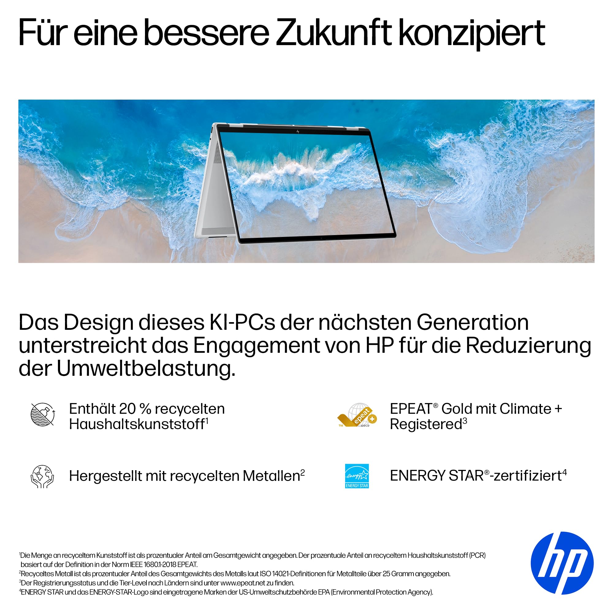 HP OmniBook X Flip 2-in-1 Laptop 16" 2K Touchscreen Intel Core Ultra 5 16GB RAM 1TB Win11 Silber