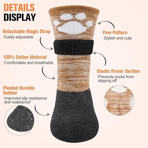 Miniatura 2 de BEAUTYZOO Calcetines Antideslizantes para Perros, Botas para Perros para Pavimento CalienteFrío, Nieve, Lluvia, Botines de Perro Impermeables con