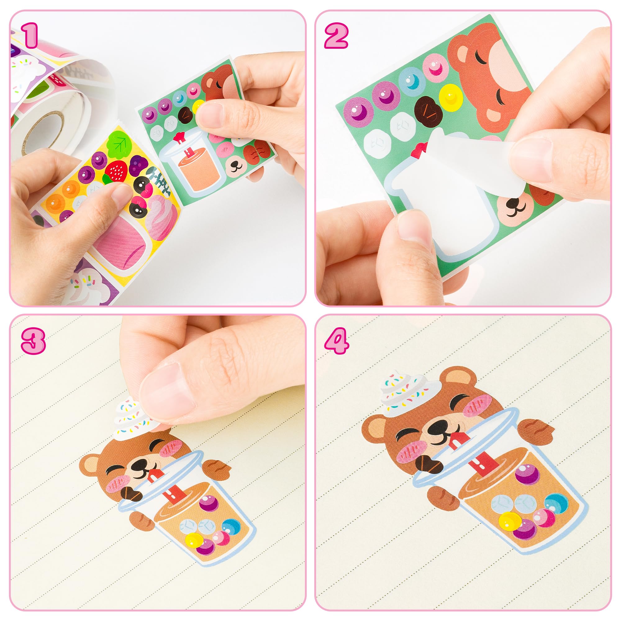 Making Tea Sticker Snapklik.com : Haooryx 300pcs Multicolor Cartoon Bubble Tea DIY ...