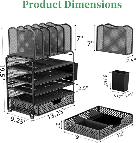 Miniatura 6 de Simple Trending Organizador de archivos de escritorio de malla de 5 niveles, bandeja de papel con organizador de cajones deslizantes para oficina y
