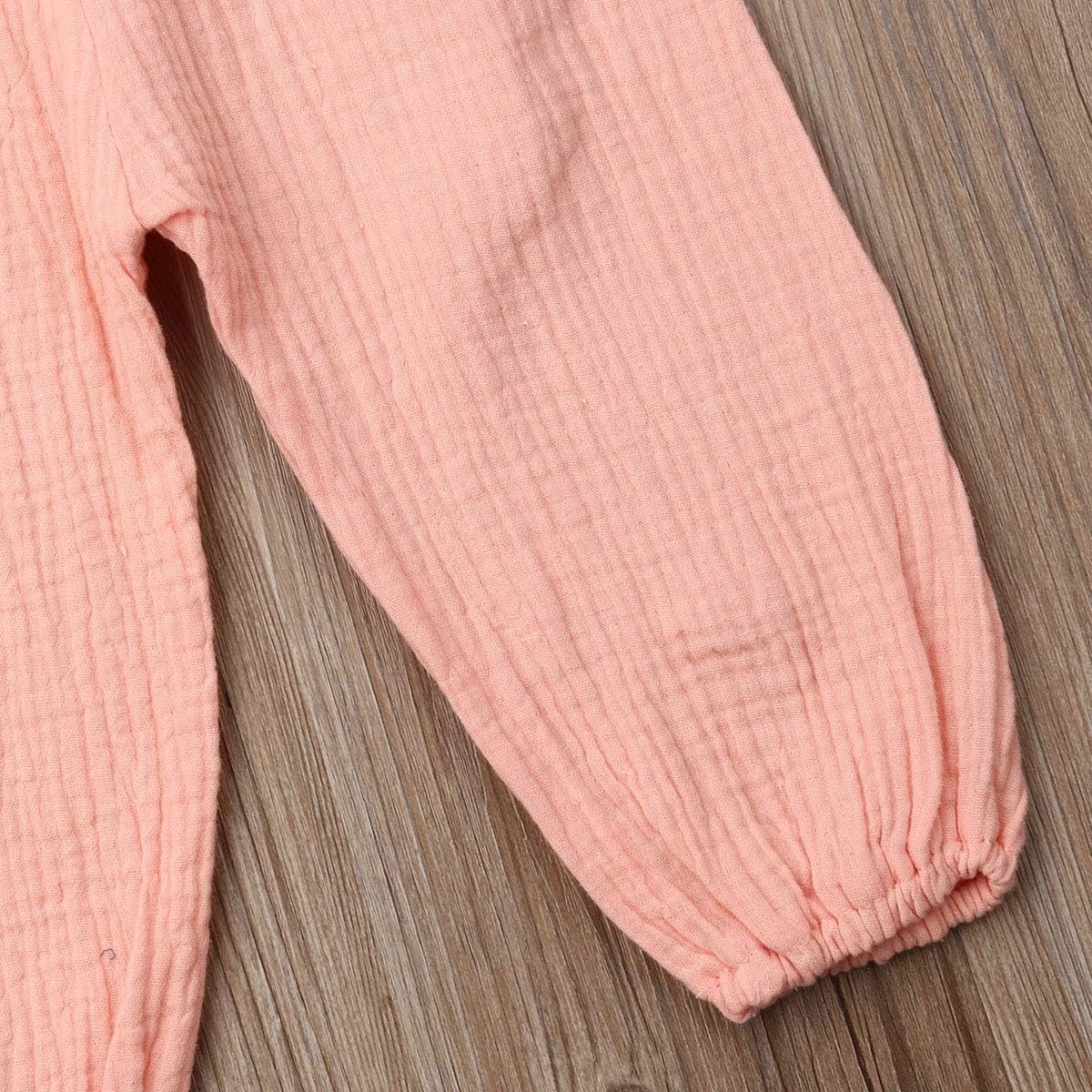 Mubineo Toddler Baby Girl Summer Fall Basic Plain Short Sleeve Cotton Linen Drawstring Romper Jumpsuit - Image 7