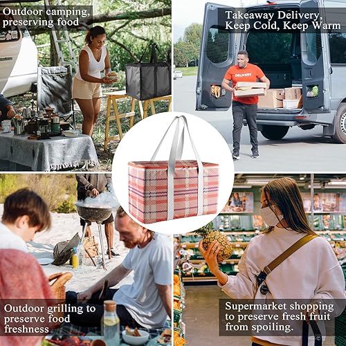 Miniatura 9 de Azuresw Bolsa aislada para entrega de alimentos, bolsa aislada para calor y frío con soporte y tabla de carga, bolsa aislada impermeable de alta