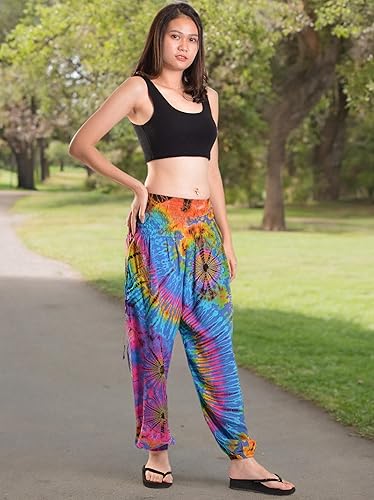 Vista 7 de Orient Trail Pantalones de harén estilo hippie bohemio palazzo para yoga con parte inferior fruncida