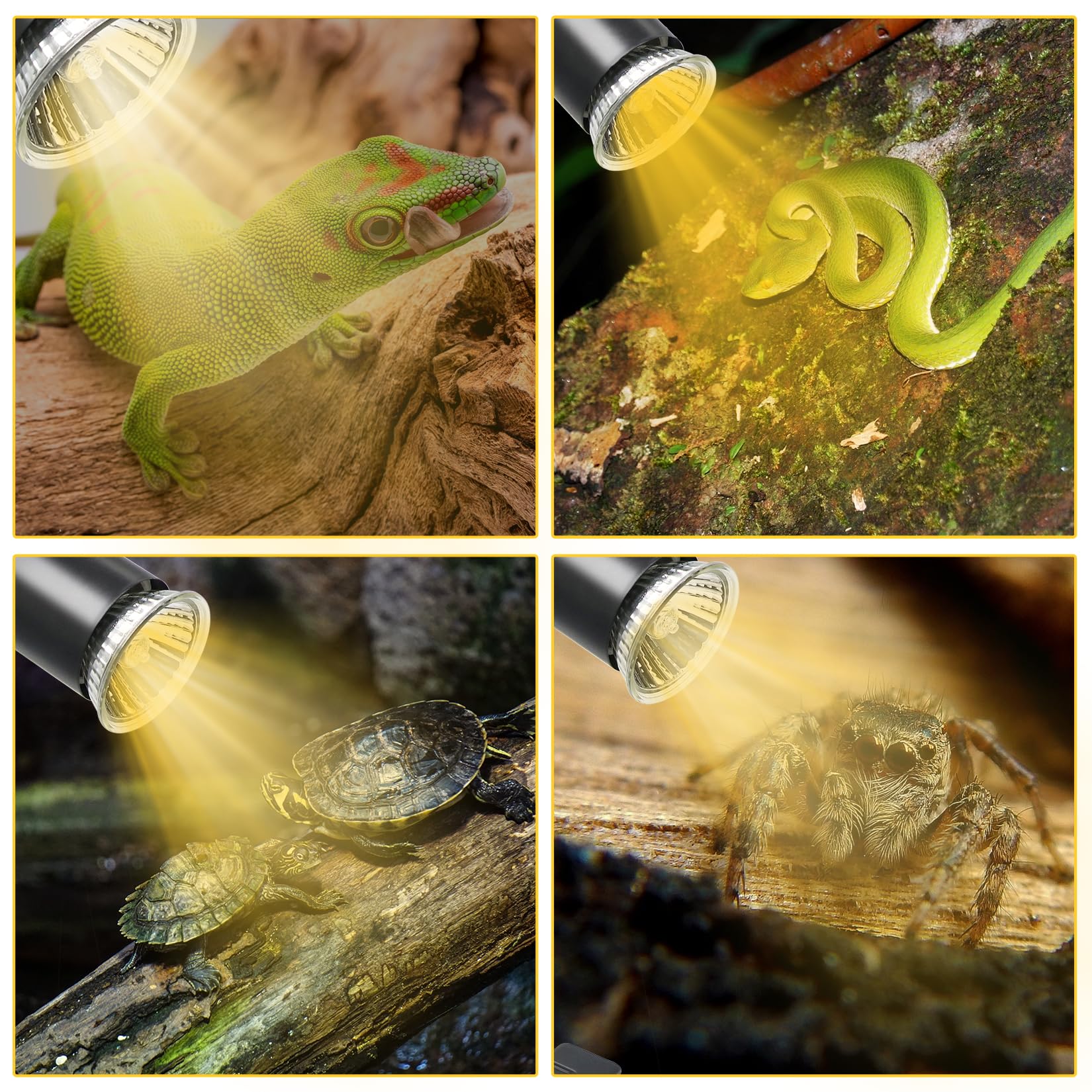 Turtle Lampa grzewcza z 3 żarówkami E27 w zestawie Lampa terrarium dla żółwi z klipsem dla gadów obracana o 360°, podgrzewana żółw, odpowiednia dla jaszczurek, żółwi, węży, kameleonów