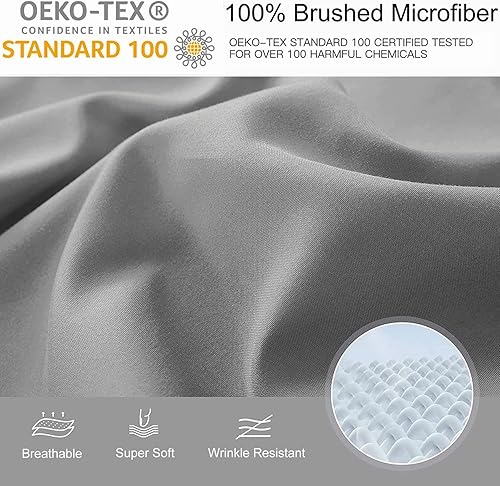 Miniatura 3 de YIYEA Sábana bajera ajustable de microfibra de doble cepillado de alta calidad, tamaño individual, sábana bajera ultra suave, encogimiento,