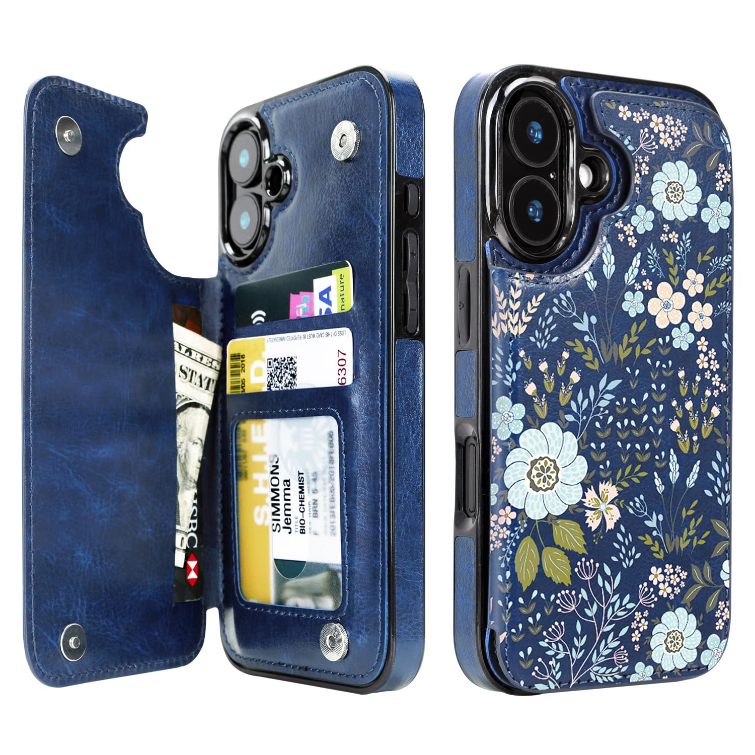 uCOLOR for iPhone 16 Wallet Case with Card Holder, PU Leather RFID Blocking iPhone 16 Case Wallet Folio Flip Case for Women Men, Magnetic Clasp