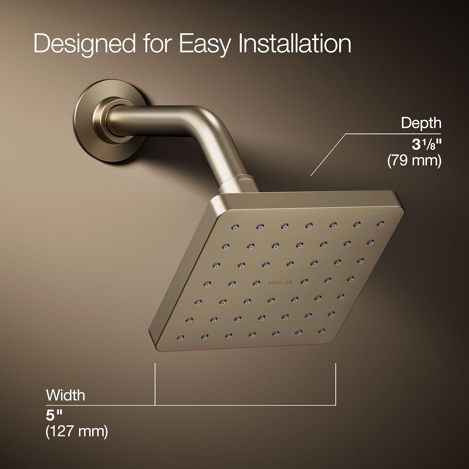 Kohler 24805-BV Parallel® Single-function showerhead, 2.5 gpm, Vibrant Brushed Bronze