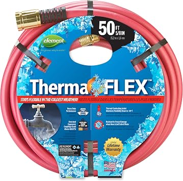 Element ThermaFLEX Cold Weather Garden Hose, 50 Length, 5/8" Diameter, Red
