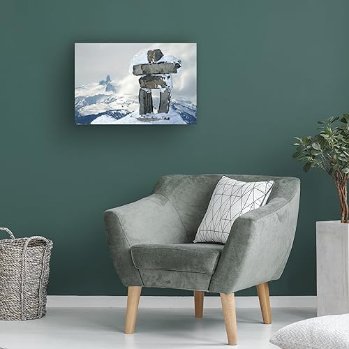 Miniatura 4 de Trademark Fine Art Whistler Inukshuk por Pierre Leclerc - Lienzo decorativo para pared, 22 x 32 pulgadas