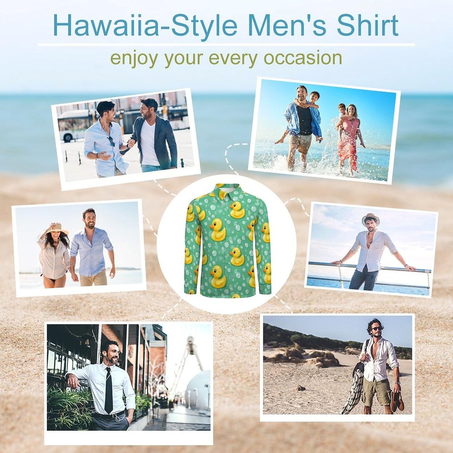Ducks Long Sleeve Shirts Casual Dress Shirt Button-down T-shirts for Men