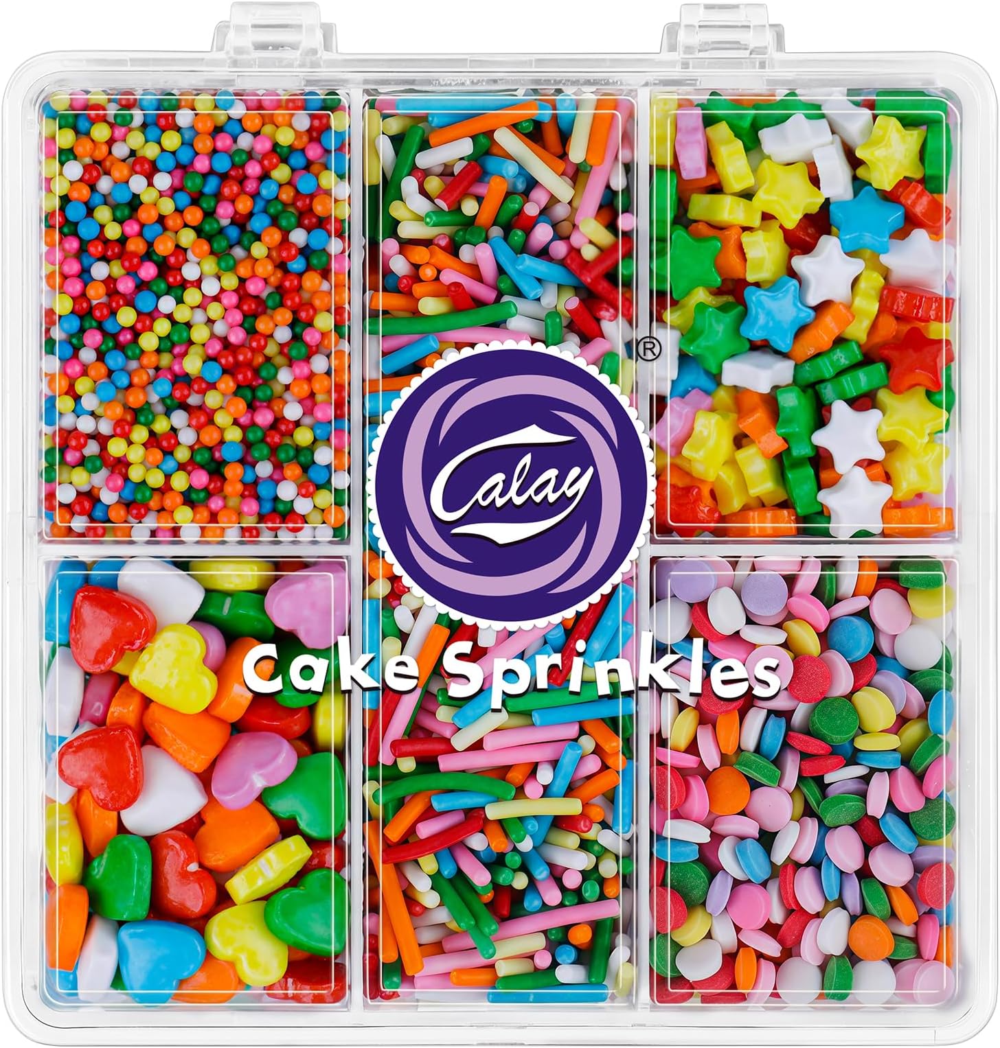 Sprinkles for Cake Decorating, 4.8oz Rainbow Sugar Sprinkles with Nonpareils Jimmies Stars Hearts and Confetti for Cake Cupcake Cookie Baking Dessert Donuts Topping