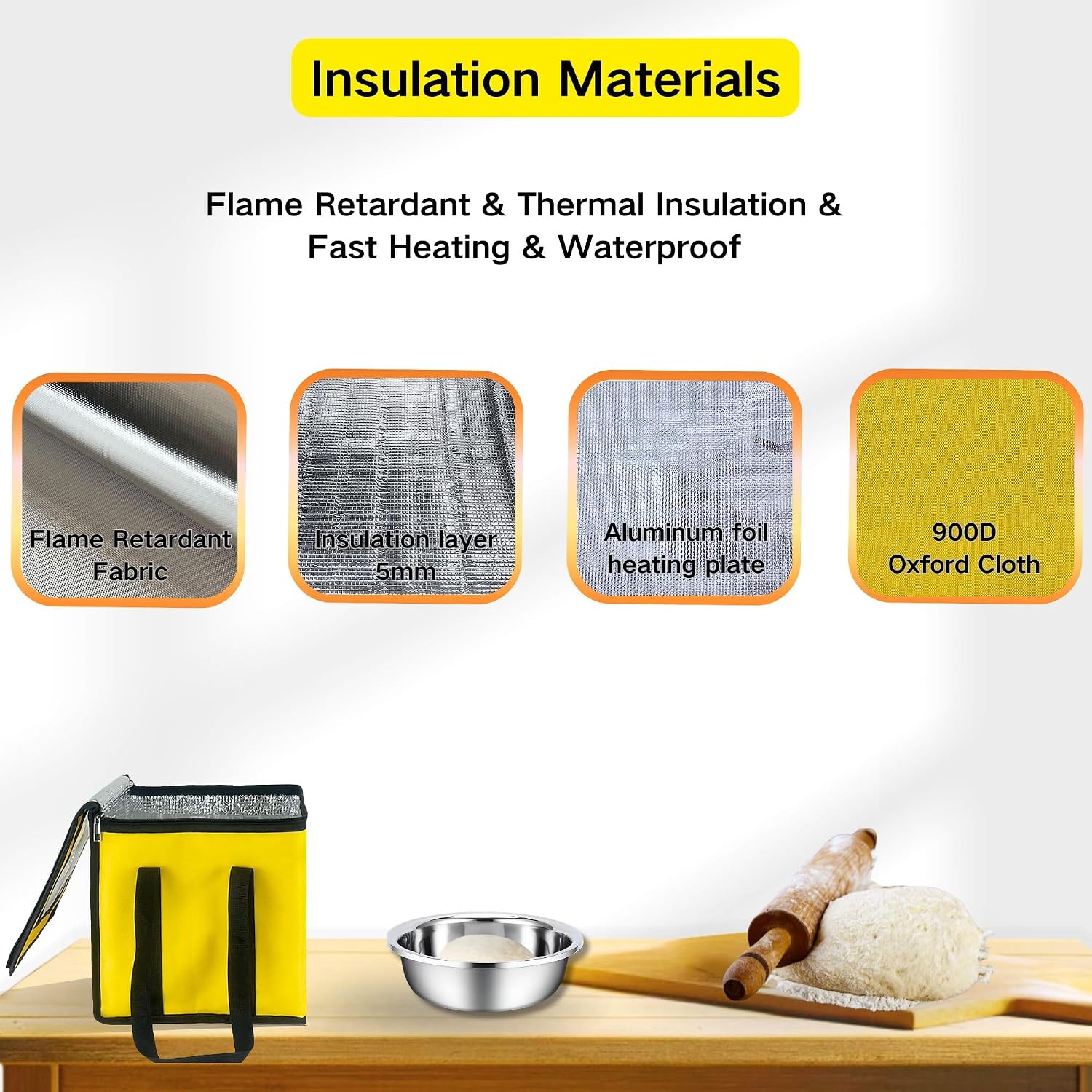 Cloud Fire Foldable Dough Proofing Box, Yellow | PID precise Temp control 100W fast heating,, insulated foldable chamber with clear window, ideal for dough fermentatio