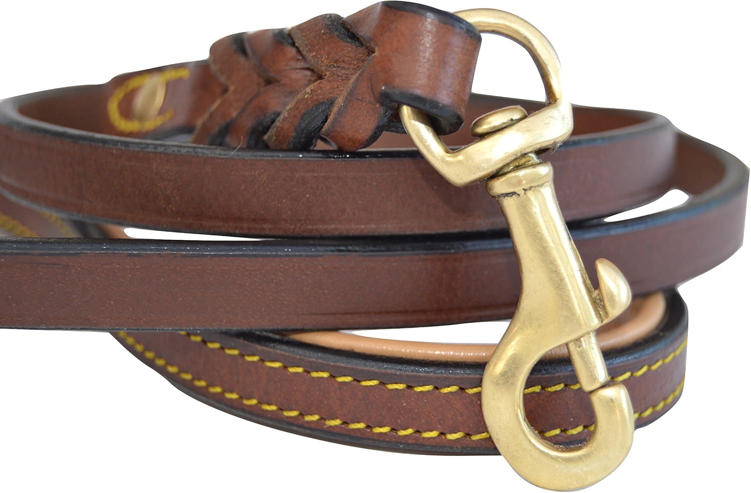 Soft Touch Collars Leather Braided Dog Leash, Brown 4ft x 1/2 Inch Wide, Recommended for Small Dogs