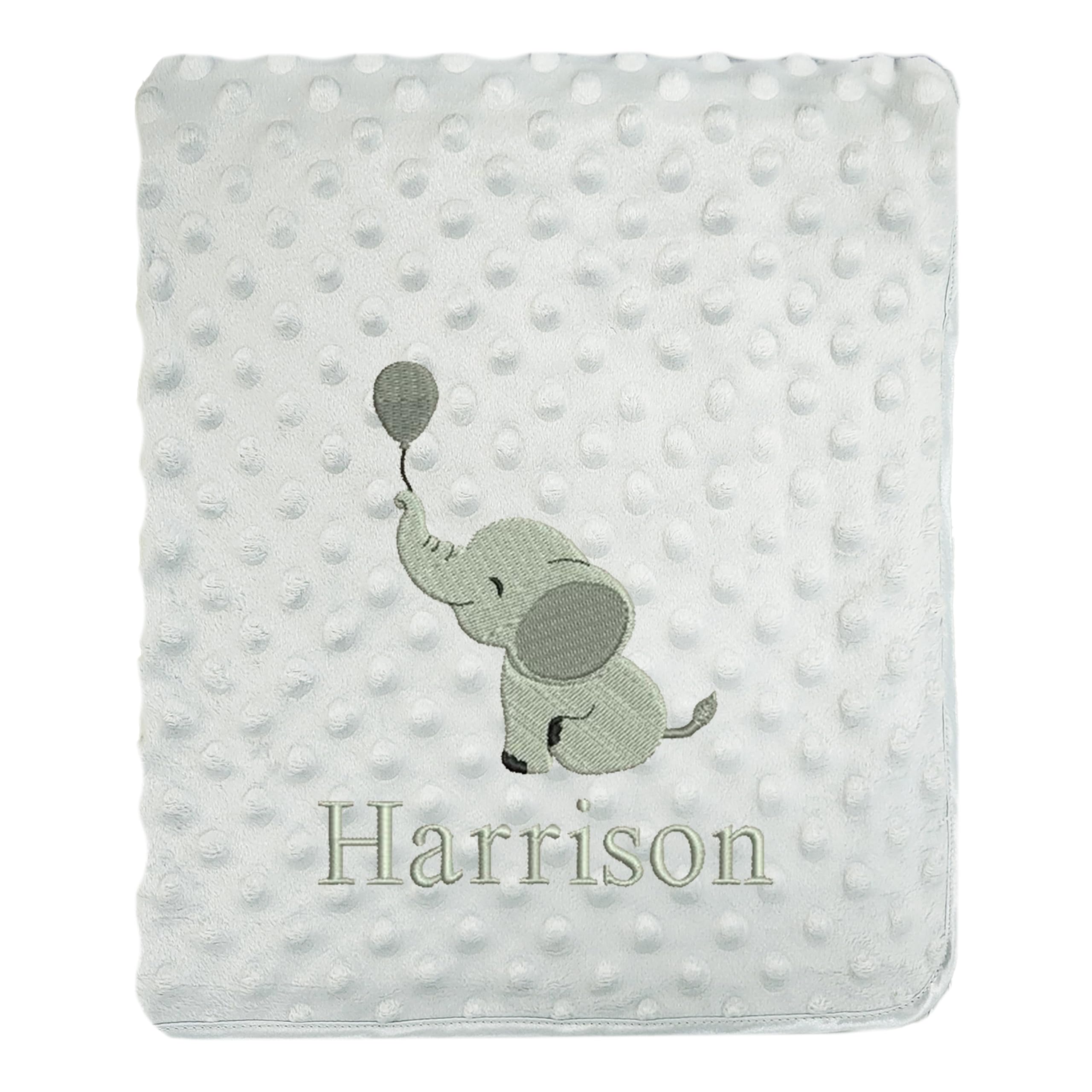 Jjlc Men's Grey Bobble Personalised Baby Bobble Blanket Embroidered Elephant & Name Soft Fleece Wrap Boys Girls (Grey Bobble)