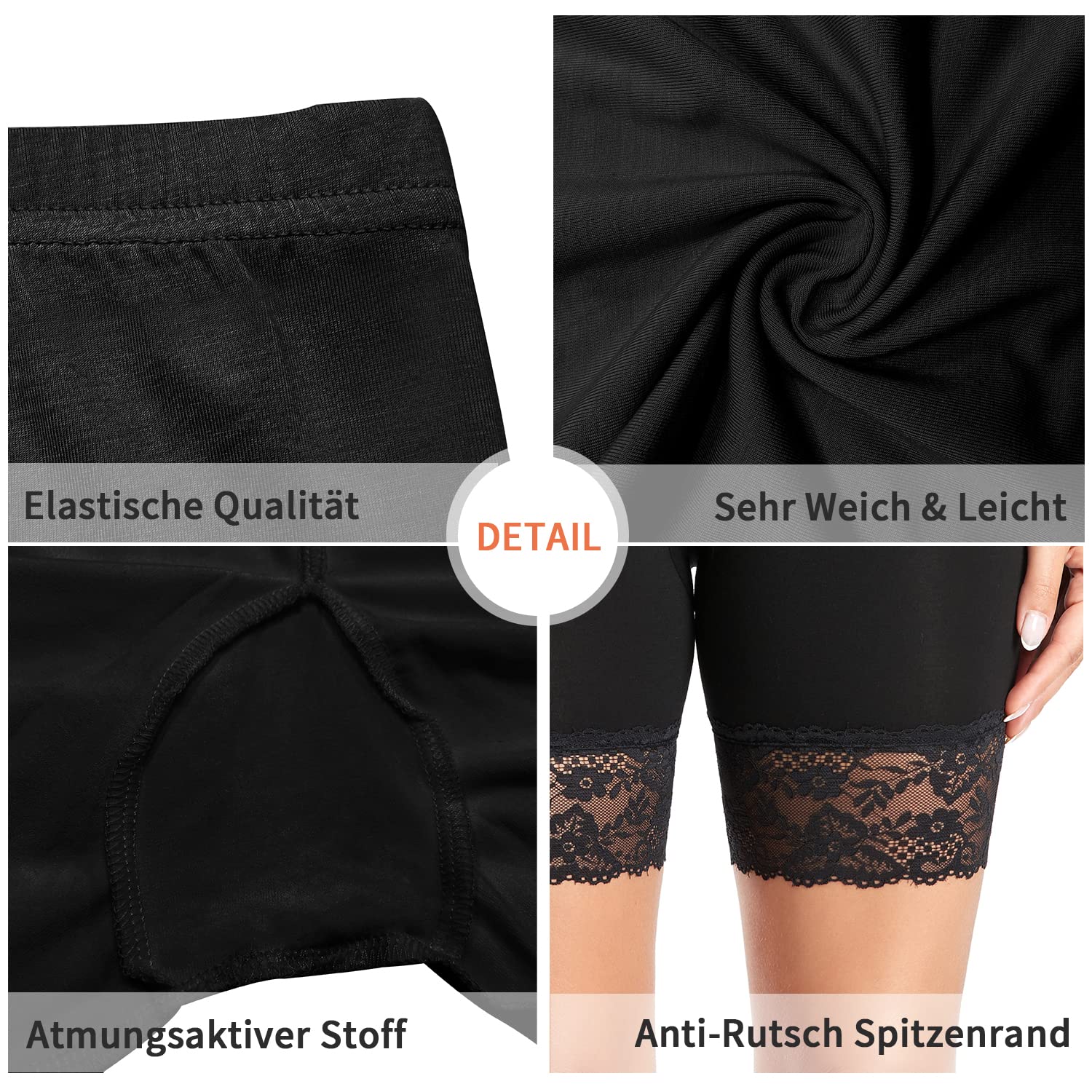YARRCO Damen Unterhose Spitze Unter Rock Kurze Hose Unter Kleid Radlerhose Slipshorts Hohe Taille Shorts Boxershorts Kurze Leggings