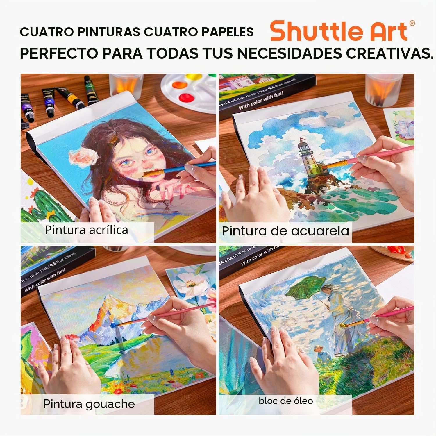 Shuttle Art 168 Piezas Kit Pintura, Maletin Pintura de Lujo con Caballete de Aluminio y Madera, 102 Pinturas Mixtas, Lienzo, Pinceles, Juego Pinturas para Niños, Adultos, Artistas