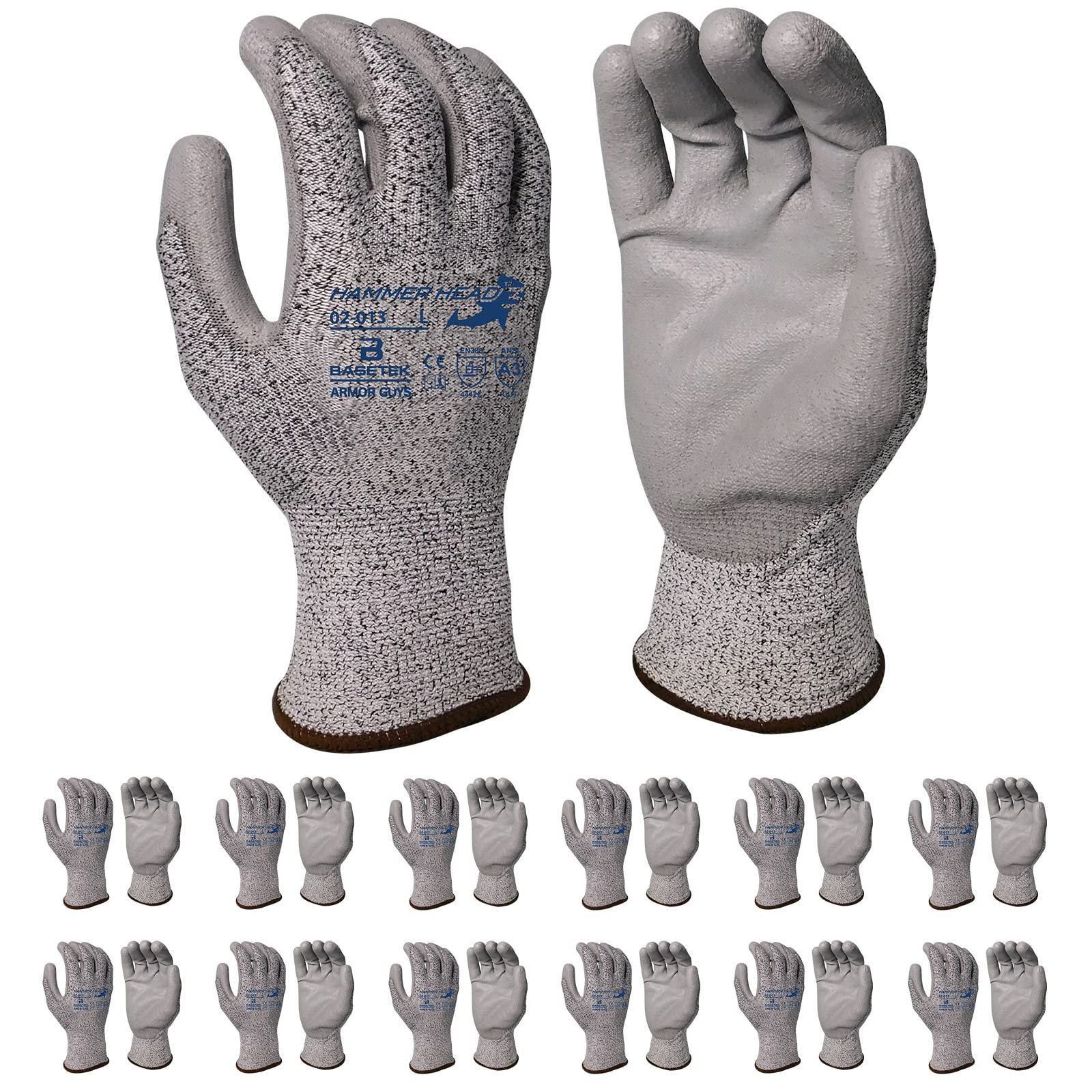Medium PU Palm Gloves, 12 Pairs, Size M, 12/Pk, Protective Work Gloves, Cut Resistant, Positive Grip, Durable Construction, All Day Comfort