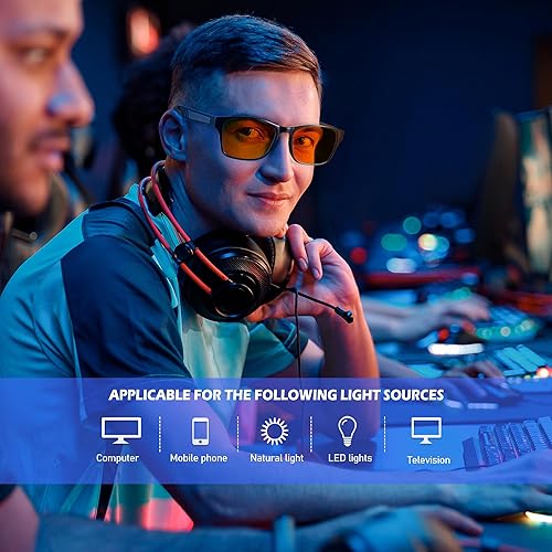 Miniatura 2 de ANYLUV Gafas de luz azul para hombres y mujeres, gafas de juegos de computadora, antifatiga ocular, marco rectangular UV400 transparente