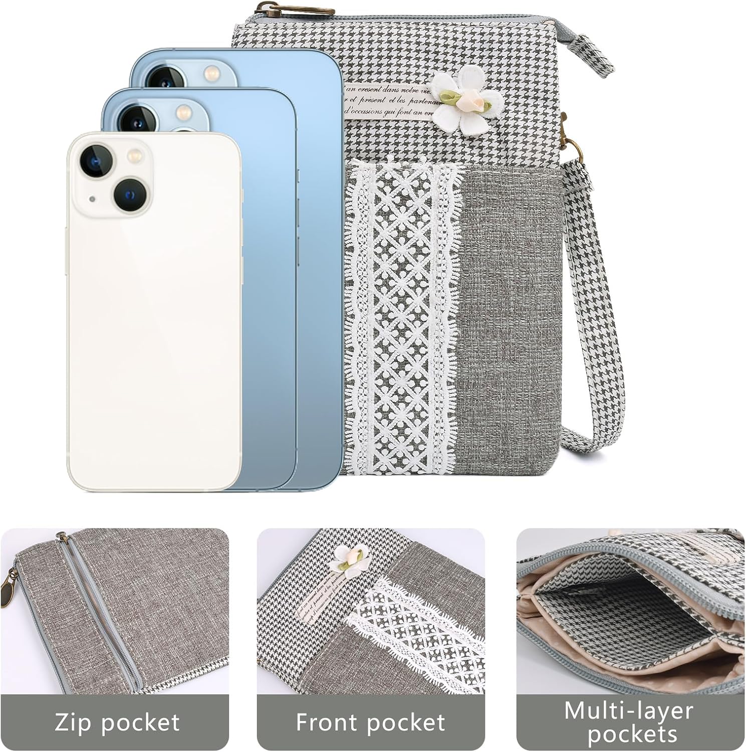 WITERY Small Crossbody Bags for Women Canvas Shoulder Purse for Teen Girls image 5