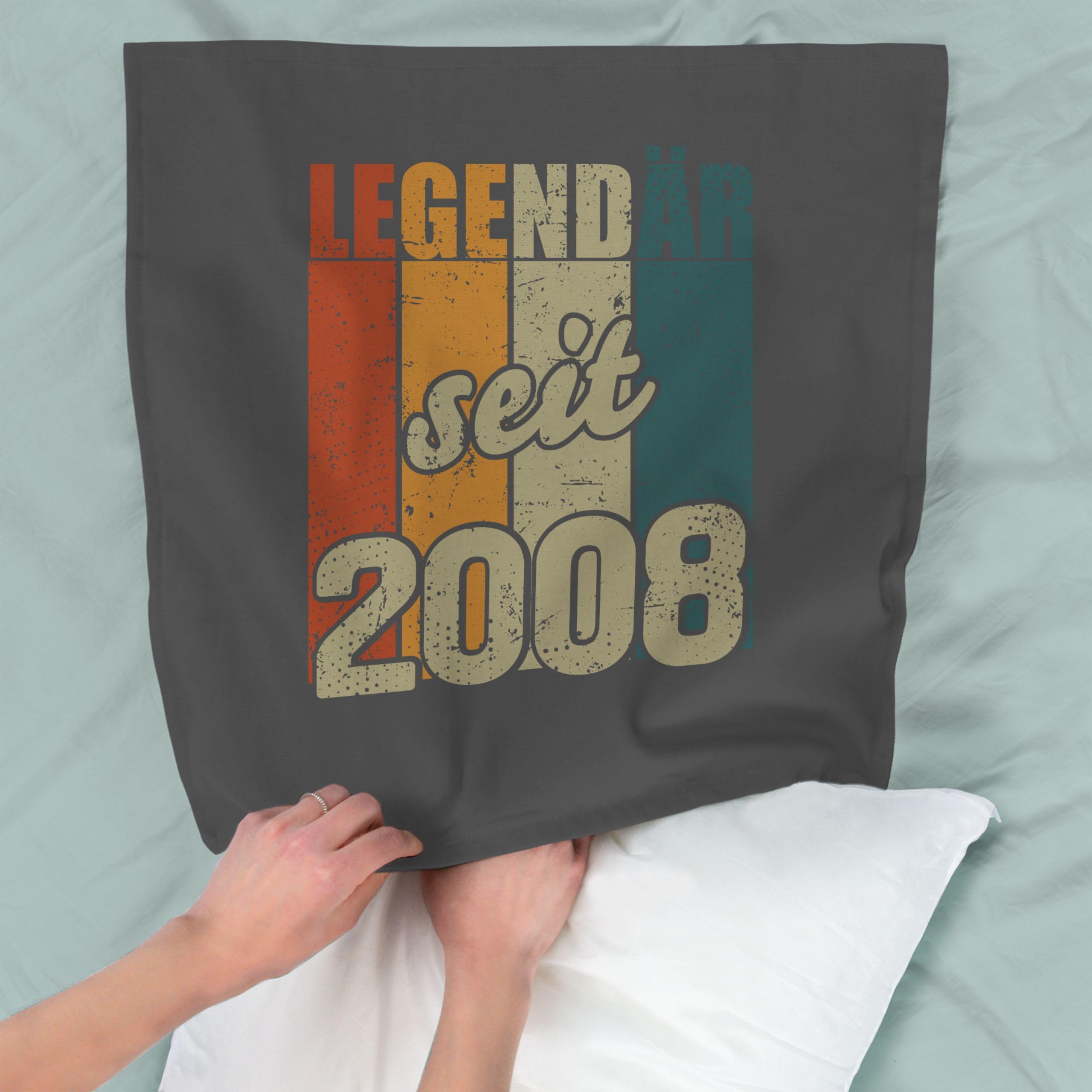 Shirtracer Kissenbezug - 18. Geburtstag Kissen - Legendär seit 2008-50 x 50 cm - Grau - Geschenk 18 Geschenke für 18-jährige 18ten zum Junge Pillow 18th Birthday Eighteen (18) Sohn Jungen 18.Geb Fuer