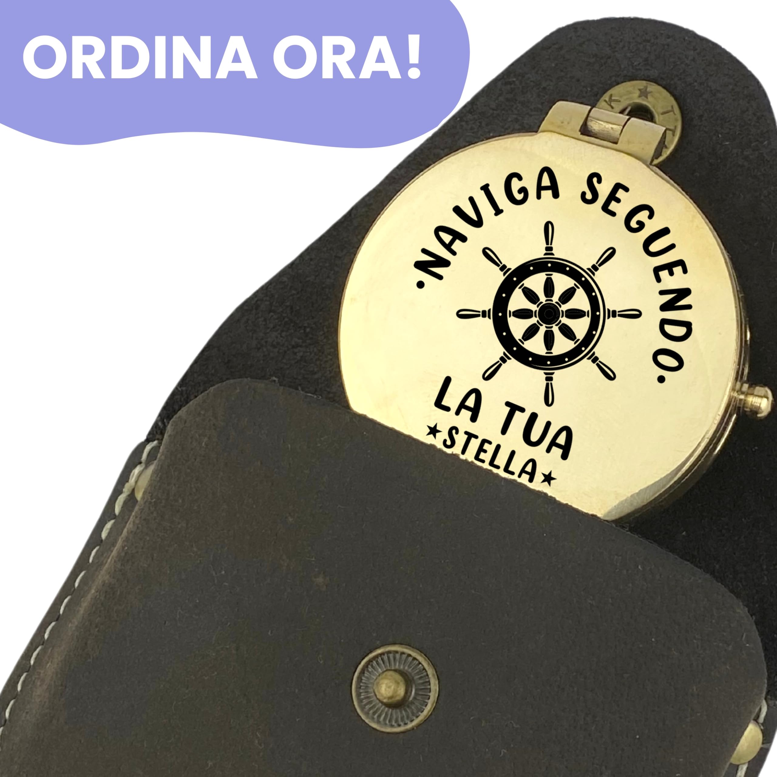 Bussola Personalizzata Con Incisione - Ottone Lucido O Vintage, Motivo