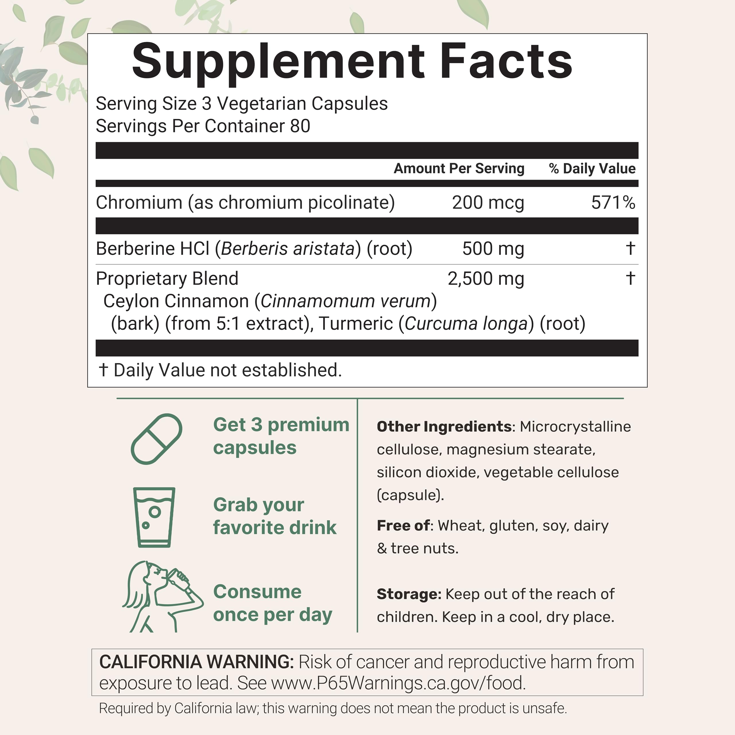 Berberine Complex 3000mg with Ceylon Cinnamon, 240 Veggie Capsules — Amazon image 2