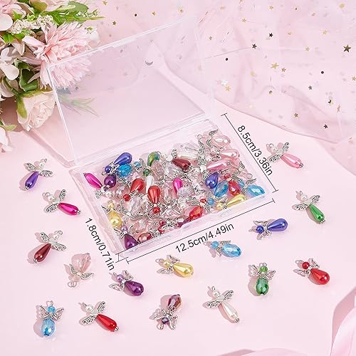 Miniatura 5 de SUNNYCLUE 1 caja de 60 cuentas de ángel con cuentas de ángel guardián, alas de cristal facetado para hacer joyas, regalo de fiesta, bricolaje,