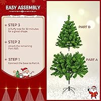 Vista 52 de Yaheetech Árbol de Navidad artificial preiluminado de 4.5 pies con luces blancas cálidas incandescentes, árbol de Navidad preiluminado completo