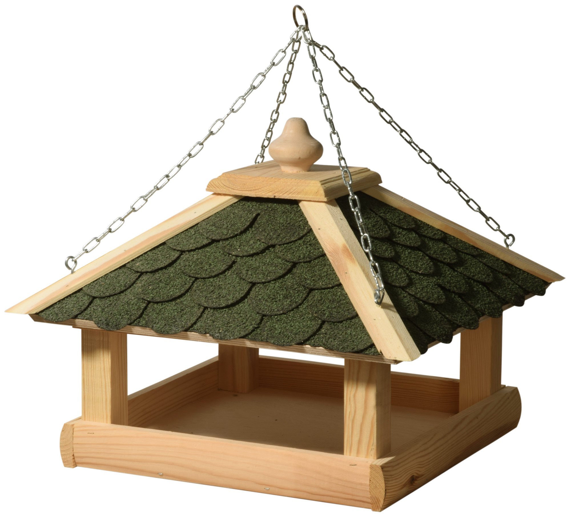 dobar, casetta in Legno (Pino) con tegole del Tetto in Bitume Verde Bitume, da appoggiare o Appendere, Quadrata/Esagonale