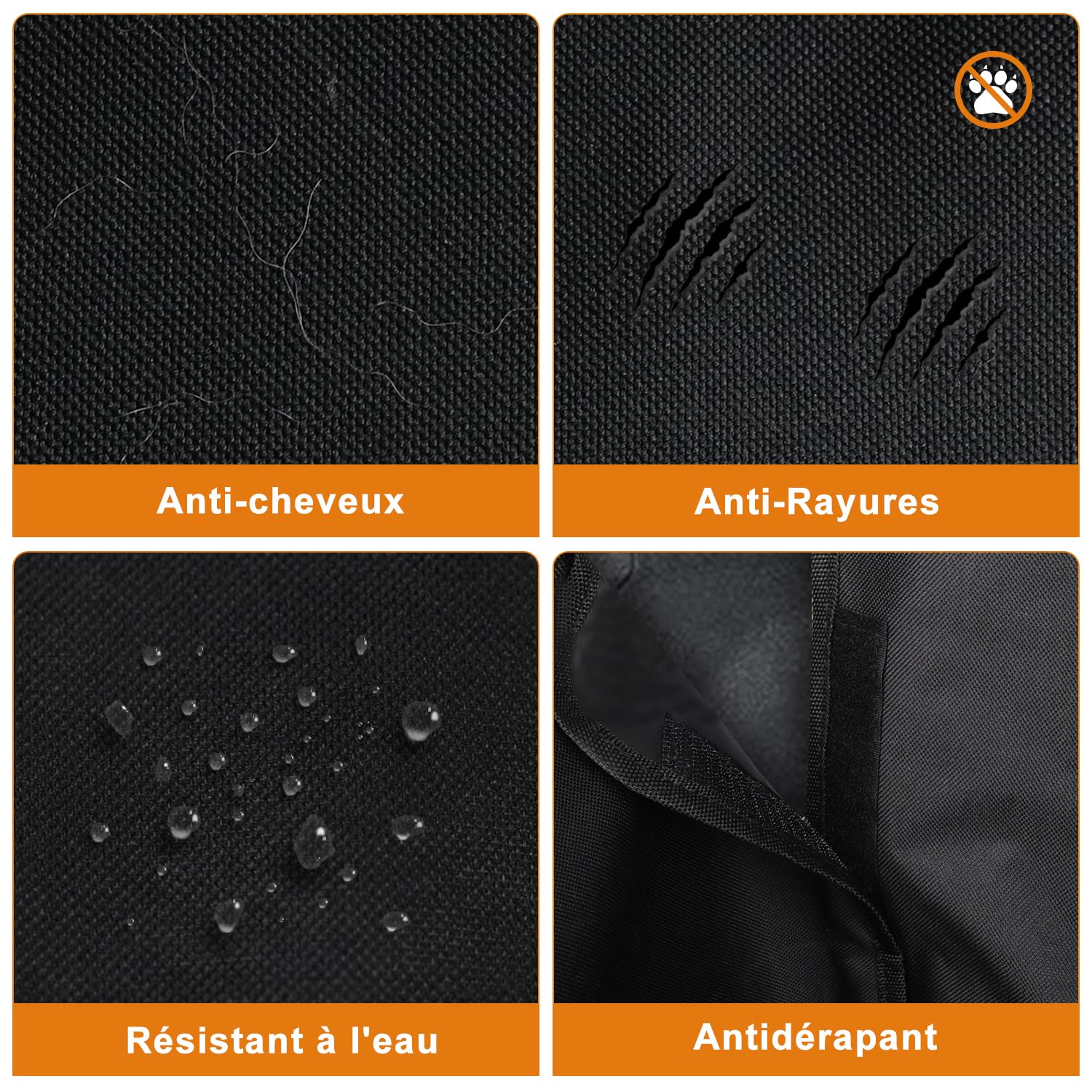 Alfheim Housse Protection de Coffre de Voiture - Couverture de Dossier de siège de Chien - Tapis/Voyage durables/résistants à l'eau/antidérapants - universels pour Camion/Voiture/SUV (Noir)