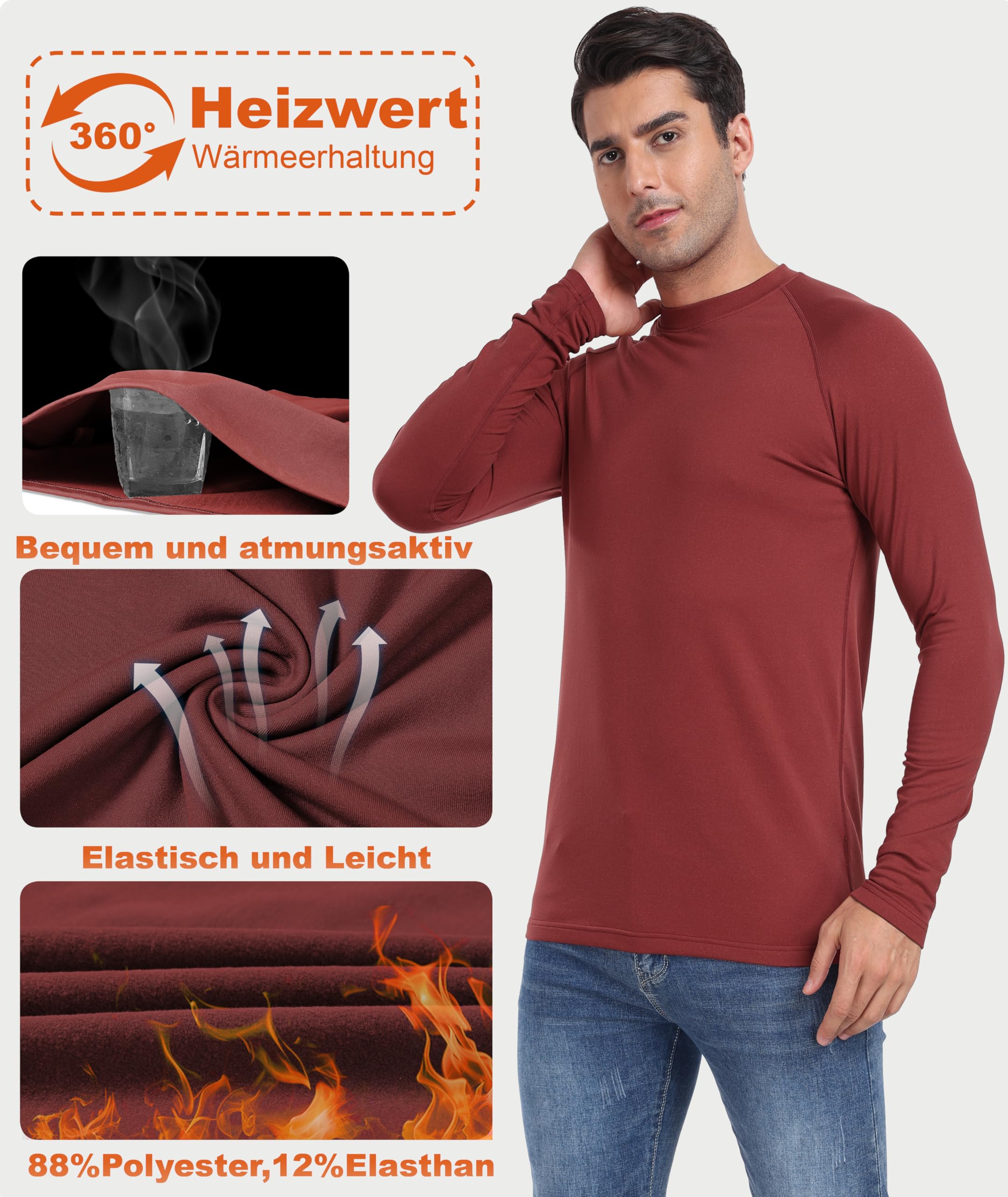 Djtnzdm Maglietta Compressione Uomo Maglia Termica Uomo in Pile Maniche Lunghe Invernale Sportivo Fitness Sci Termico Uomo Top