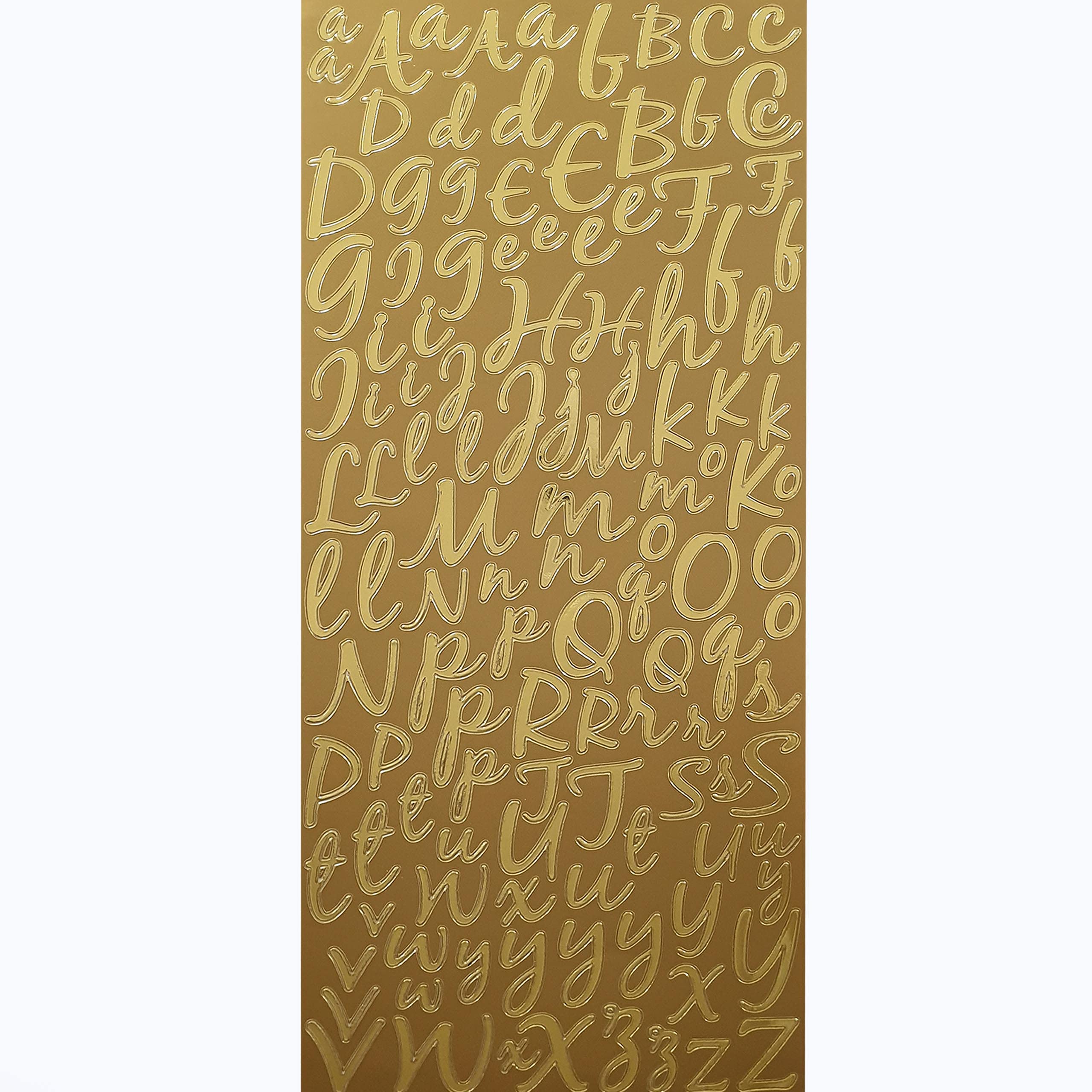 Pebble Eleven Gold Premium Quality Letter Stickers, Self Adhesive A-Z Alphabet Outline Stickers For Art Craft Decoration (Modern )