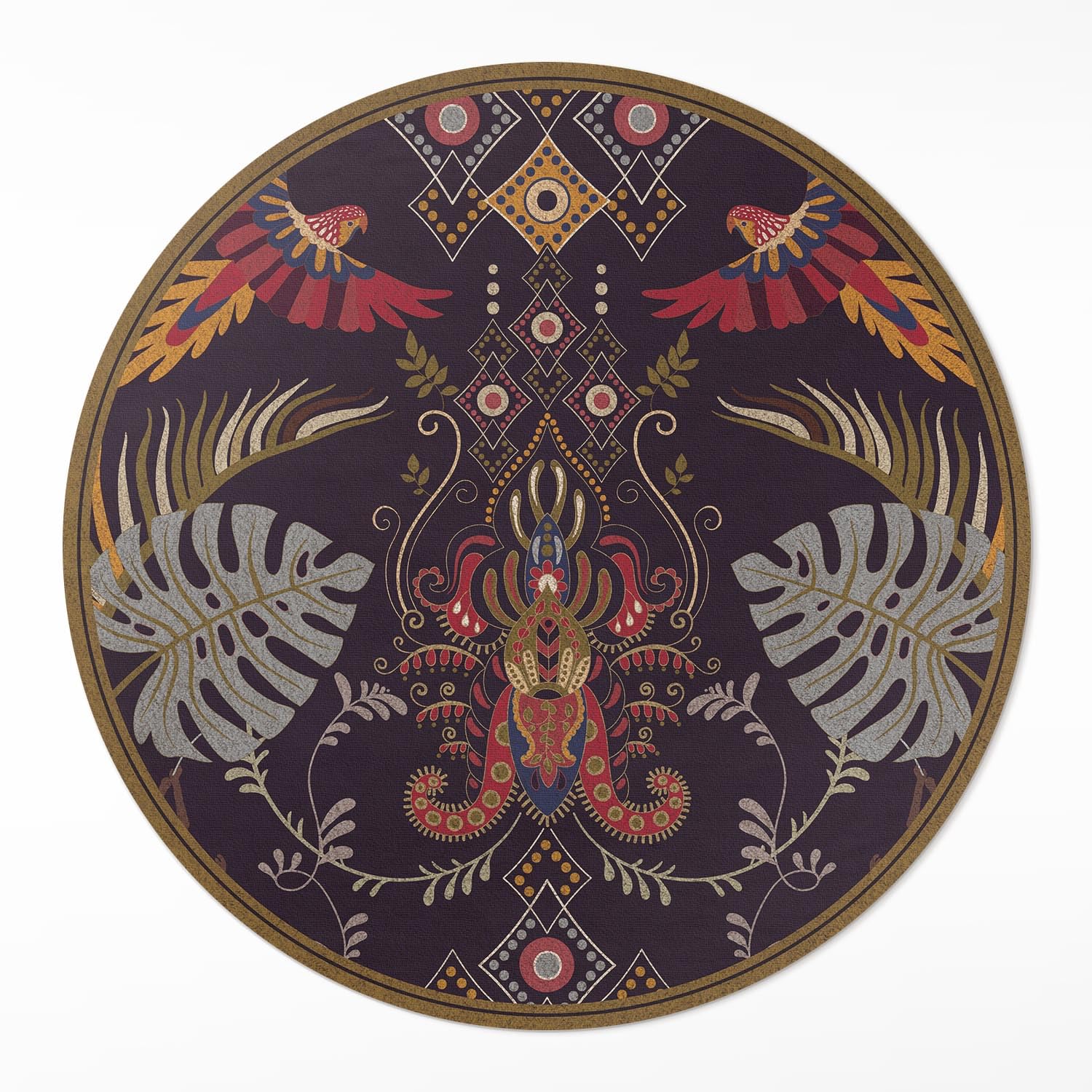 Tapis de sol cuisine résistant à la rayure en vinyle rond ø90 cm lavable