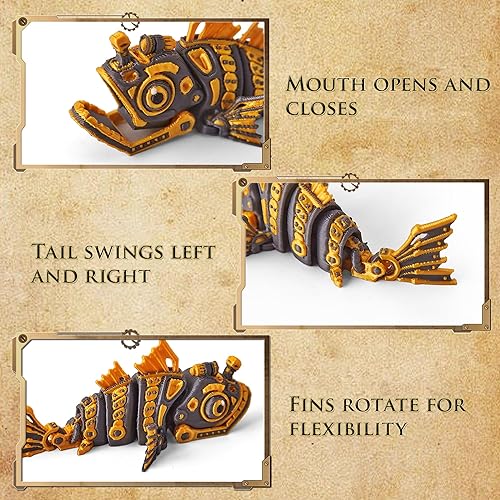 Miniatura 4 de Figura de pez Cyberpunk impresa en 3D, figura estilo steampunk