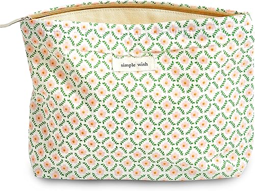 Sminra Bolsa de maquillaje, bolsa de cosméticos, bolsa de aseo de lona para mujer, bolsa con cremallera, organizador de accesorios de viaje, Verde