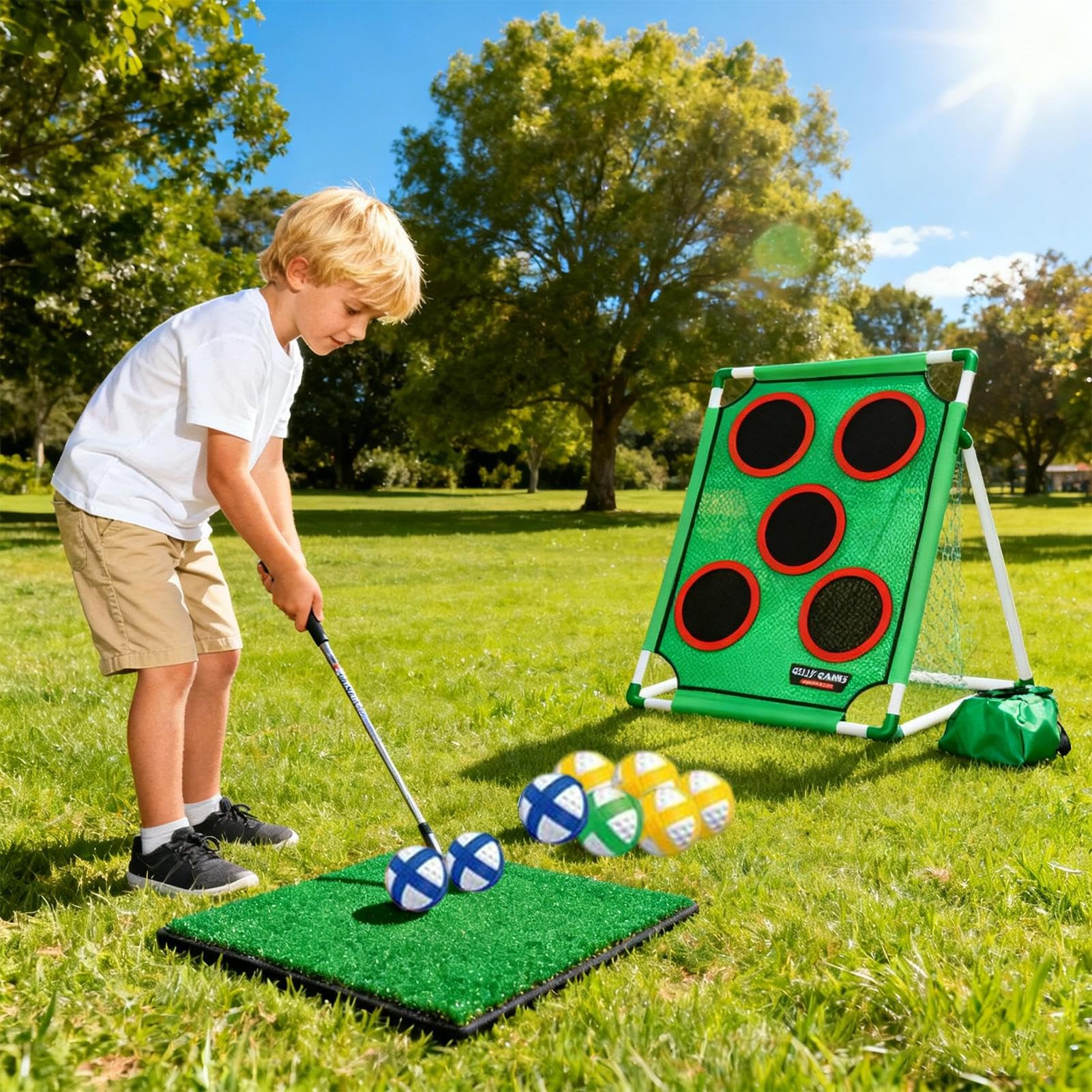Gra z odpryskami, lepka, składana, regulowana mata do zabawy na świeżym | powietrzu, łatwe przechowywanie z przenośną konstrukcją, sprzęt do gier golfowych na podwórko, patio, trawnik, użytki zielone