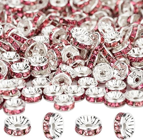 800 cuentas espaciadoras redondas de diamantes de imitación de 0.236 pulgadas, cuentas de cristal de cristal, cuentas espaciadoras para hacer